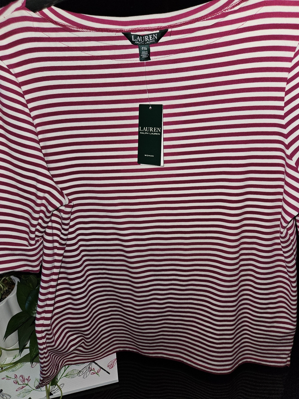 Ralph Lauren Pink and White Striped Short Sleeve Tee
